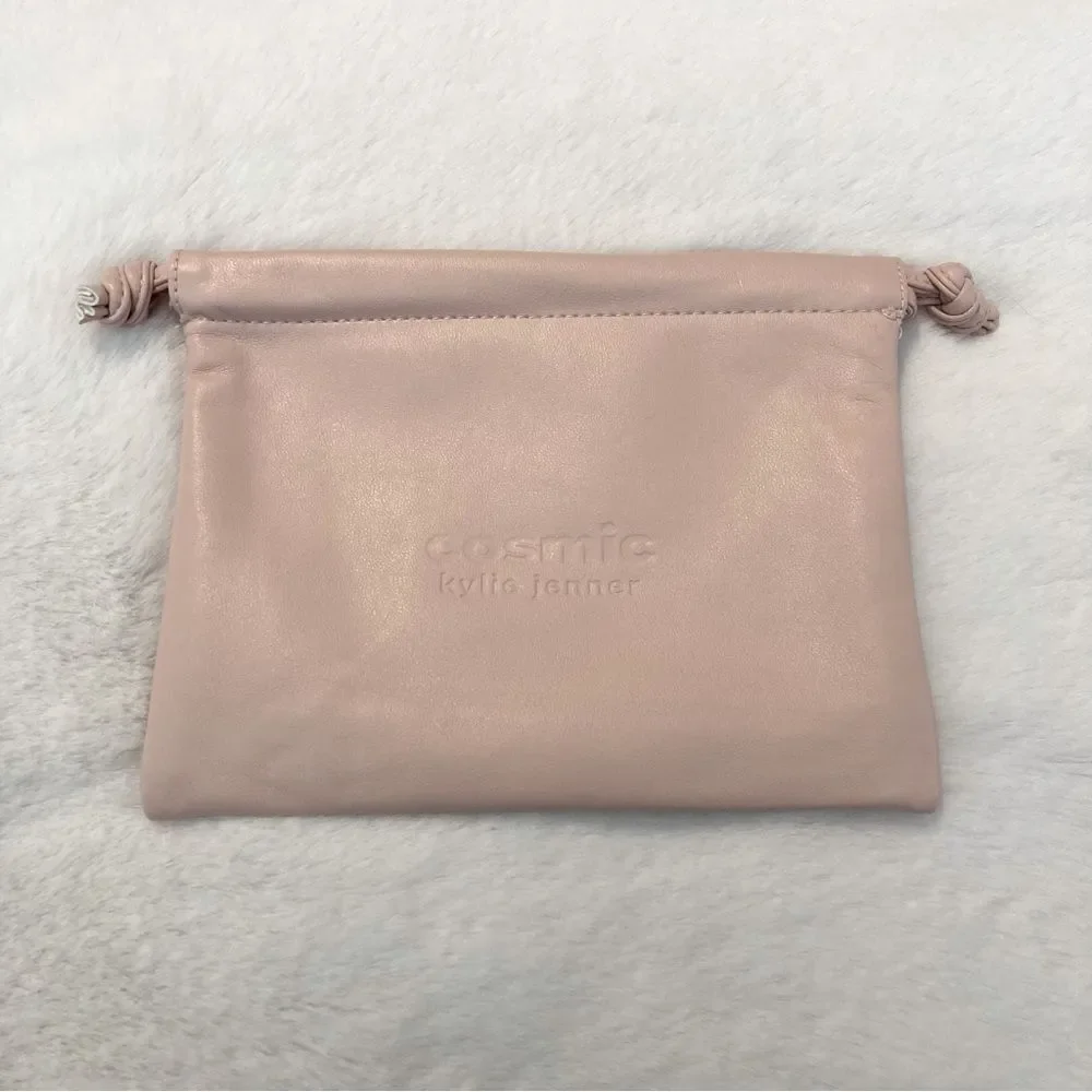 Kylie Jenner Cosmic Light Pink Faux Leather Drawstring Makeup Pouch Bag New